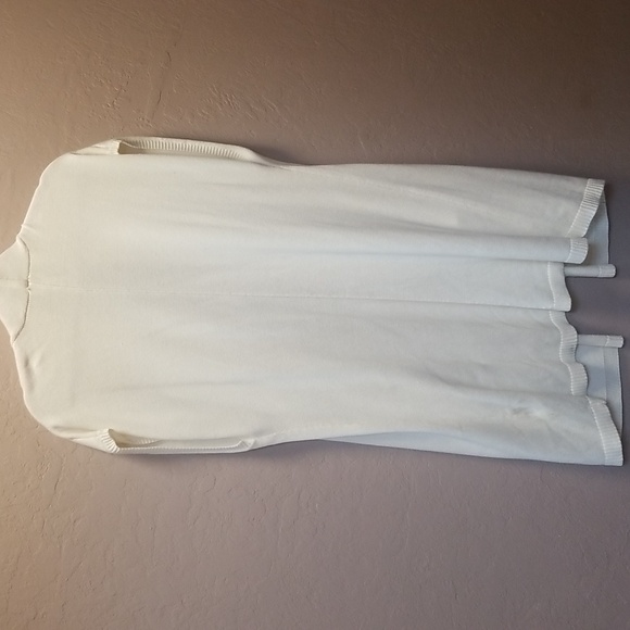 CHICO'S Off White Sz 2 Cap Sleeve 39" Length Cardigan Sweater EUC CL#89 - Picture 2 of 8